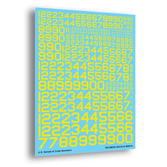 Techmod 48807 1/48 U.s. Serial And Code Numbers, Yellow For Aircraft Wet Decal