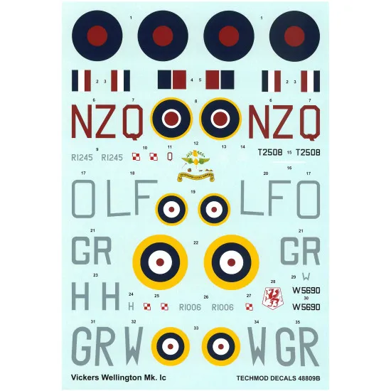 Techmod 48809 1/48 Vickers Wellington Ic British Medium Bomber Wet Decal Wwii