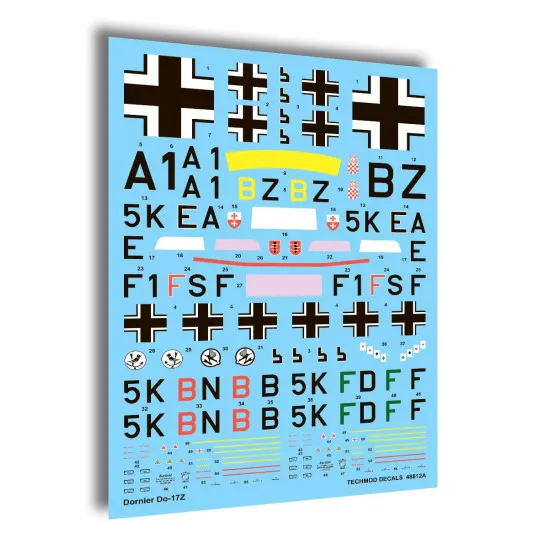 Techmod 48812 1/48 Dornier Do 17z German Bomber Wet Decal Wwii W/Mask Canopy