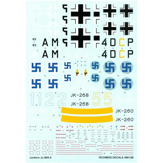 Techmod 48813 1/48 Junkers Ju 88a-4 German Dive Bomber Wet Decal Wwii