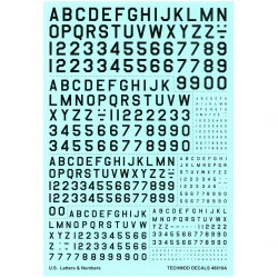 Techmod 48818 1/48 U.s. Letters And Numbers In Black For Aircraft Wet Decal