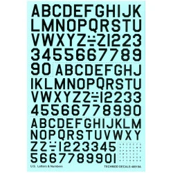 Techmod 48819 1/48 U.s. Letters And Numbers In Black For Aircraft Wet Decal