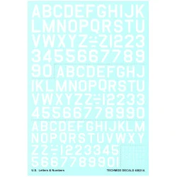 Techmod 48821 1/48 U.s. Letters And Numbers In White For Aircraft Wet Decal 2pcs