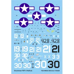 Techmod 72002 1/72 Grumman F6f-3 Hellcat Us Fighter 1944 Wet Decal Wwii