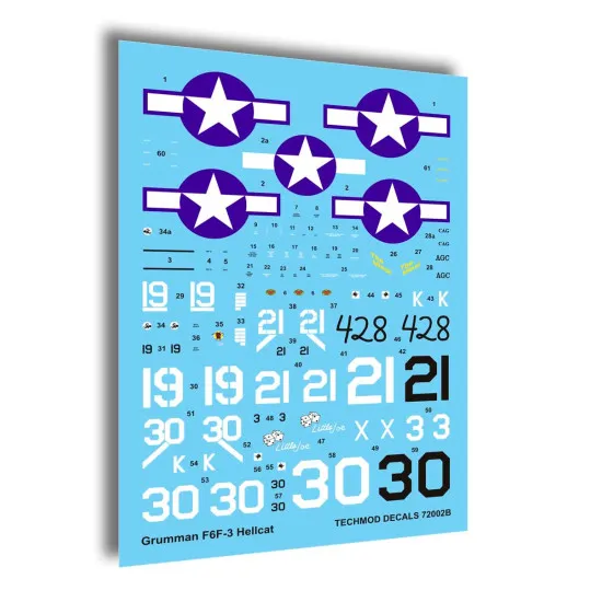 Techmod 72002 1/72 Grumman F6f-3 Hellcat Us Fighter 1944 Wet Decal Wwii