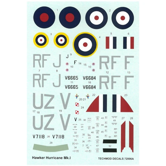 Techmod 72006 1/72 Hawker Hurricane Mk I 1940 Polish Raf Aircraft Wet Decal Wwii