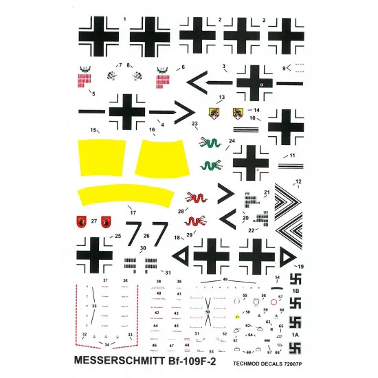 Techmod 72007 1/72 Messerschmitt Bf 109f-2 Russia 1941 Aircraft Wet Decal Wwii