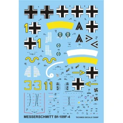 Techmod 72008 1/72 Messerschmitt Bf 109f-4 1942 Aircraft Wet Decal Wwii