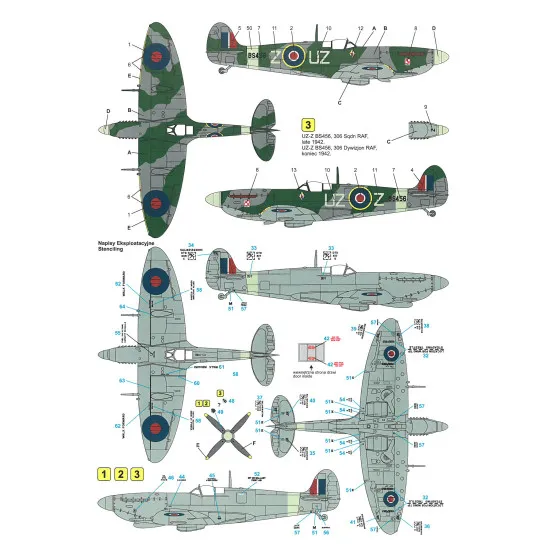 Techmod 72010 1/72 Supermarine Spitfire Mk.ix Polish Aircraft Wet Decal Wwii
