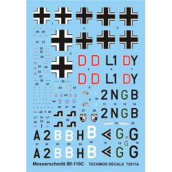 Techmod 72011 1/72 Messerschmitt Bf 110c 1939-1940 Aircraft Wet Decal Wwii