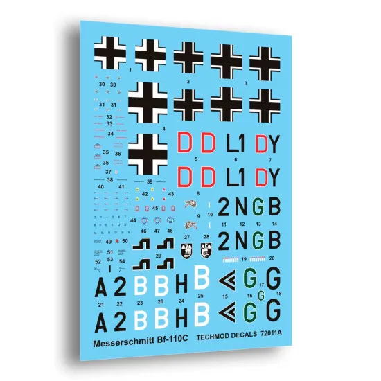 Techmod 72011 1/72 Messerschmitt Bf 110c 1939-1940 Aircraft Wet Decal Wwii