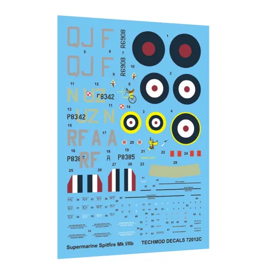 Techmod 72012 1/72 Supermarine Spitfire Mk I/Iib 1940-41 Aircraft Wet Decal Wwii