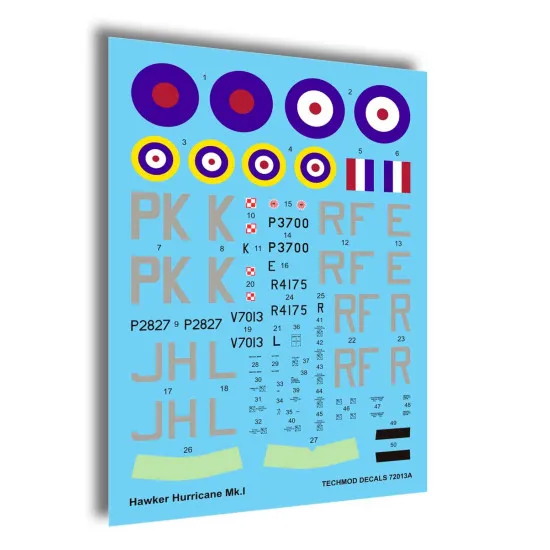 Techmod 72013 1/72 Hawker Hurricane Mk I Polish Fighter 1940-1941 Wet Decal Wwii