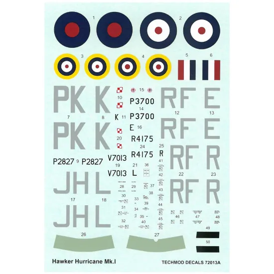 Techmod 72013 1/72 Hawker Hurricane Mk I Polish Fighter 1940-1941 Wet Decal Wwii