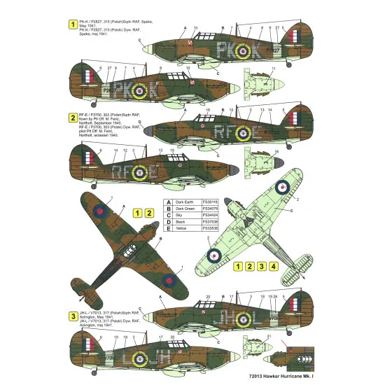 Techmod 72013 1/72 Hawker Hurricane Mk I Polish Fighter 1940-1941 Wet Decal Wwii