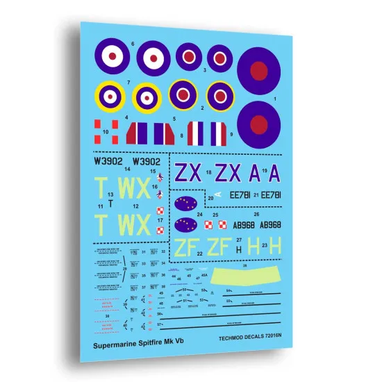 Techmod 72016 1/72 Supermarine Spitfire Mk Vb 1941-43 Aircraft Wet Decal Wwii