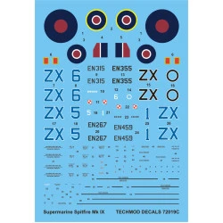 Techmod 72019 1/72 Supermarine Spitfire Mk.ix 1943 N.africa Aircraft Wet Decal Wwii