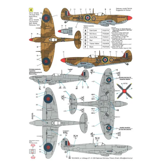 Techmod 72019 1/72 Supermarine Spitfire Mk.ix 1943 N.africa Aircraft Wet Decal Wwii