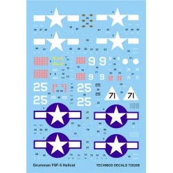 Techmod 72020 1/72 Grumman F6f-5 Hellcat 1944 Aircraft Wet Decal Wwii