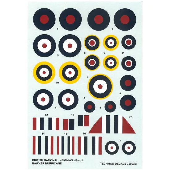 Techmod 72023 1/72 British National Insignias - Hawker Hurricane Wet Decal