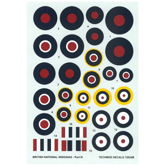 Techmod 72024 1/72 British National Insignias, Part Iii Aircraft Wet Decal Wwii