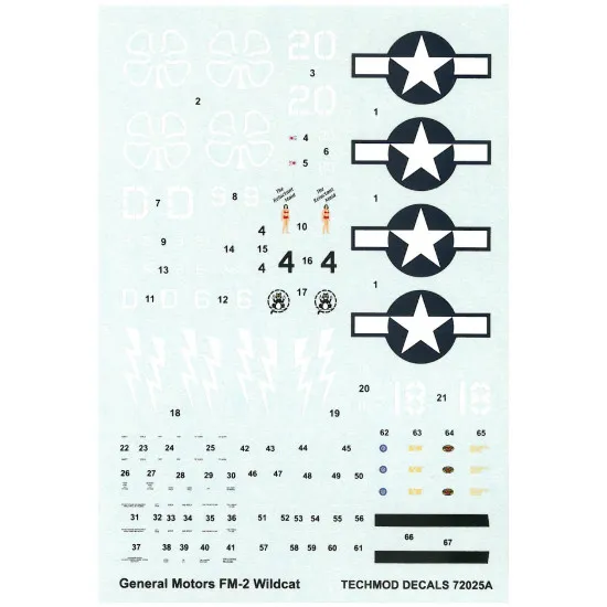 Techmod 72025 1/72 General Motors Fm-2 Wildcat 1944-45 Aircraft Wet Decal Wwii