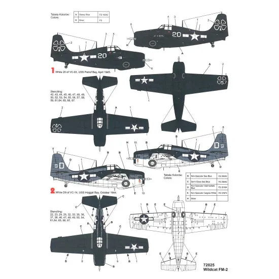 Techmod 72025 1/72 General Motors Fm-2 Wildcat 1944-45 Aircraft Wet Decal Wwii