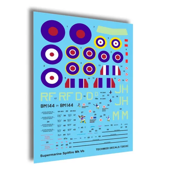Techmod 72033 1/72 Supermarine Spitfire Mk Vb Polish Figher Aircraft Wet Decal