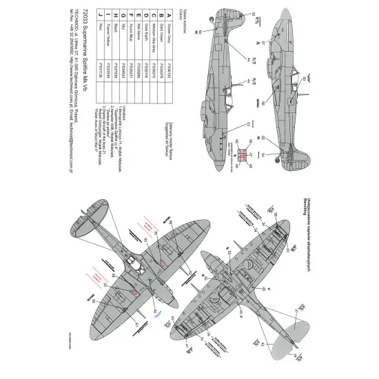 Techmod 72033 1/72 Supermarine Spitfire Mk Vb Polish Figher Aircraft Wet Decal