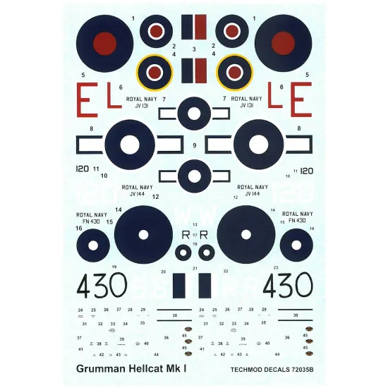 Techmod 72035 1/72 Grumman Hellcat I 1944-1945 Aircraft Wet Decal Wwii