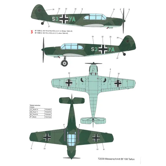 Techmod 72039 1/72 Messerschmitt Bf 108 Taifun Aircraft Wet Decal Wwii