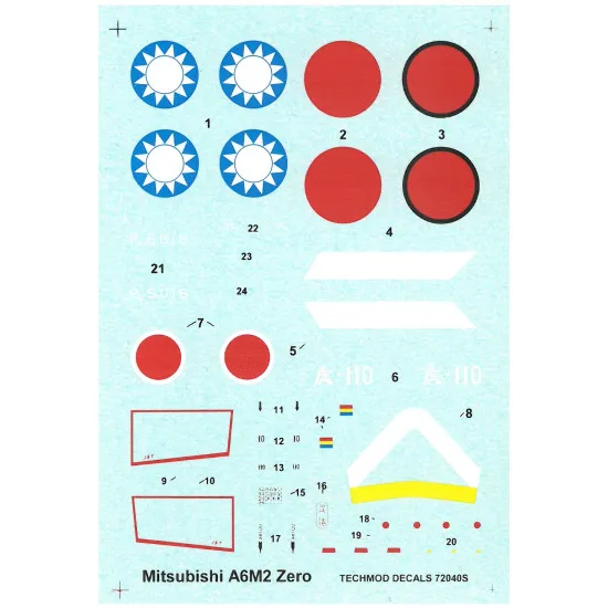 Techmod 72040 1/72 Mitsubishi A6m2 Zero Japan Figher 1943 Aircraft Wet Decal Ww2