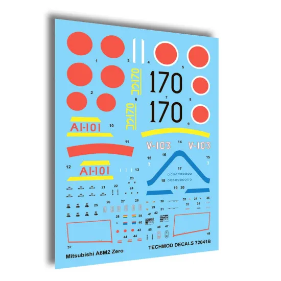 Techmod 72041 1/72 Mitsubishi A6m2 Zero Japan Figher 1941-42 Aircraft Wet Decal