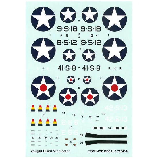 Techmod 72043 1/72 Vought Sb2u Vindicator Us Dive Bomber Aircraft Wet Decal Wwii
