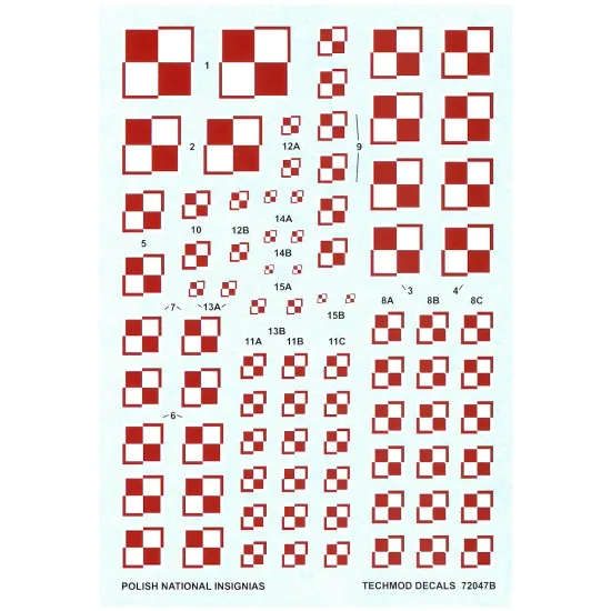 Techmod 72047 1/72 Polish National Insignias Aircraft Wet Decal Wwii