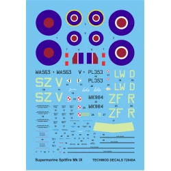 Techmod 72048 1/72 Supermarine Spitfire F.ix Polish Aircraft Wet Decal Wwii