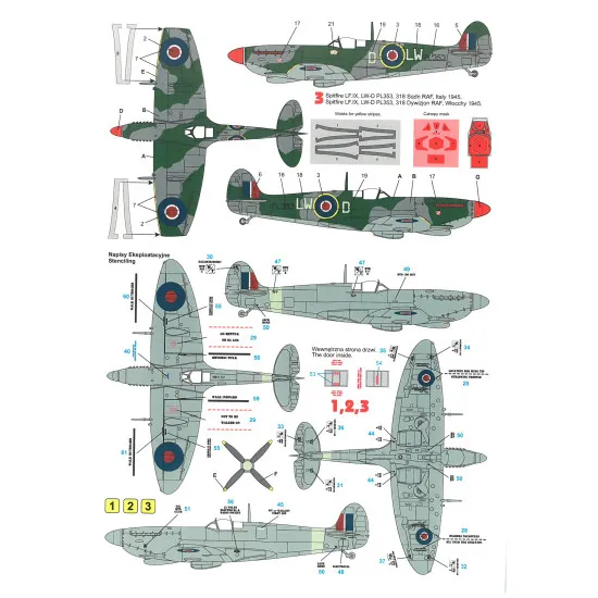 Techmod 72048 1/72 Supermarine Spitfire F.ix Polish Aircraft Wet Decal Wwii