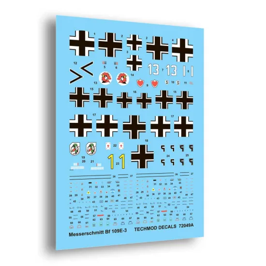 Techmod 72049 1/72 Messerschmitt Bf 109e-3 1939-1940 Aircraft Wet Decal Wwii