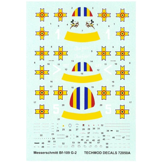 Techmod 72050 1/72 Messerschmitt Bf 109g-2 1943-1944 Aircraft Wet Decal Wwii