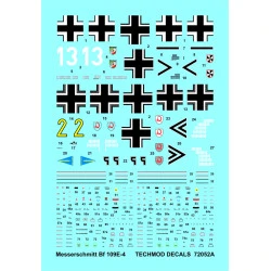 Techmod 72052 1/72 Messerschmitt Bf-109e-4 1940 Aircraft Wet Decal Wwii