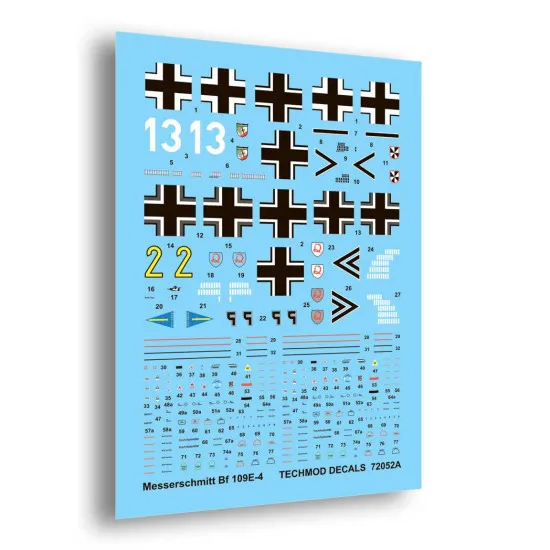 Techmod 72052 1/72 Messerschmitt Bf-109e-4 1940 Aircraft Wet Decal Wwii