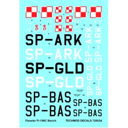 Techmod 72053 1/72 Fieseler Fi-156c Storch 1940 Aircraft Wet Decal Post-wwii W/Mask