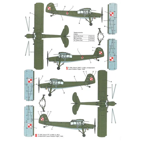 Techmod 72053 1/72 Fieseler Fi-156c Storch 1940 Aircraft Wet Decal Post-wwii W/Mask