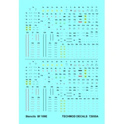 Techmod 72055 1/72 Stencils For Messerschmitt Bf-109e Aircraft Wet Decal