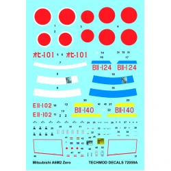 Techmod 72059 1/72 Mitsubishi A6m2 Zero Pearl Harbor 1941 Aircraft Wet Decal