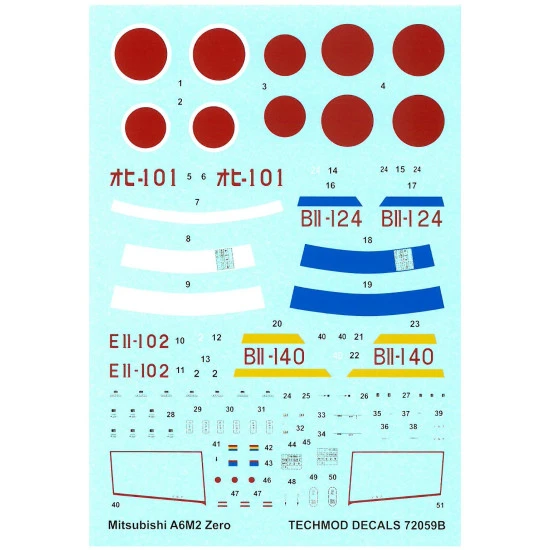 Techmod 72059 1/72 Mitsubishi A6m2 Zero Pearl Harbor 1941 Aircraft Wet Decal