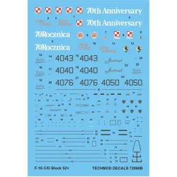 Techmod 72060 1/72 F-16 C/D Block 52 Polish Aircraft Wet Decal