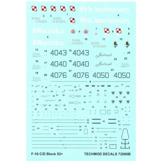 Techmod 72060 1/72 F-16 C/D Block 52 Polish Aircraft Wet Decal