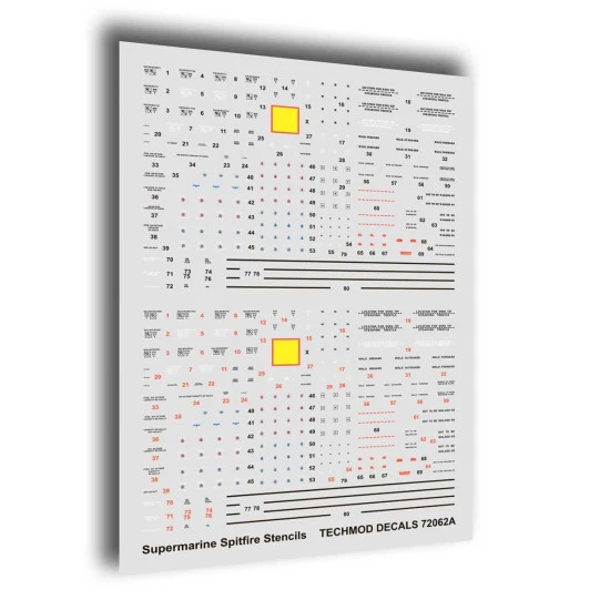 Techmod 72062 1/72 Supermarine Spitfire Mk I-xvi Stencils Aircraft Wet Decal