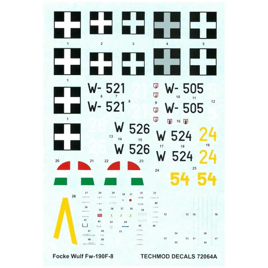 Techmod 72064 1/72 Focke Wulf Fw-190f-8 Hungary 1944-45 Aircraft Wet Decal Wwii
